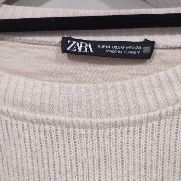 Zara Women's Cream Cropped Sweater Size Medium - Picture 3 of 5